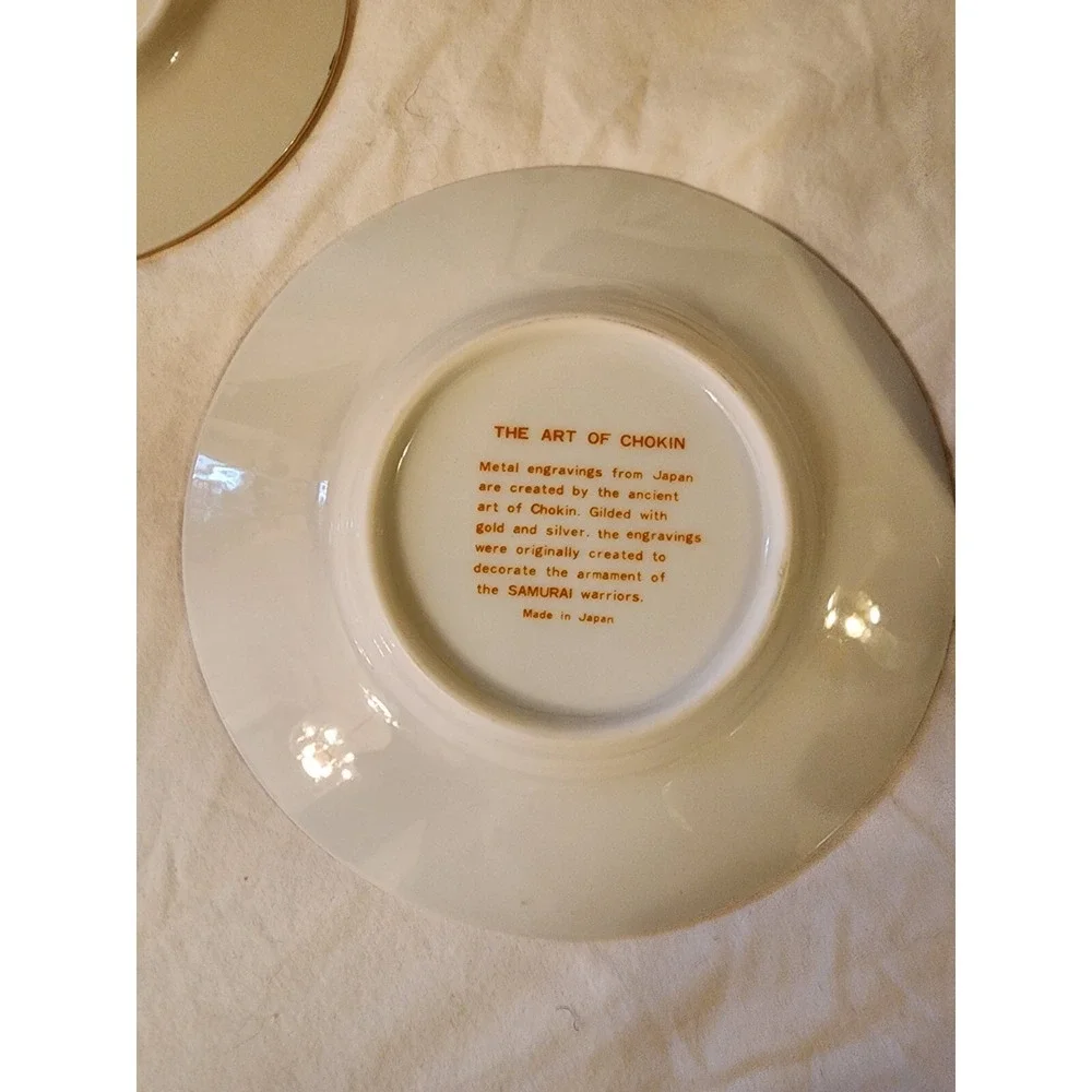 The Art‎ Of Chokin 24 Kt Gold Edge Plate Set Of 3 Birds And Flowers EUC
